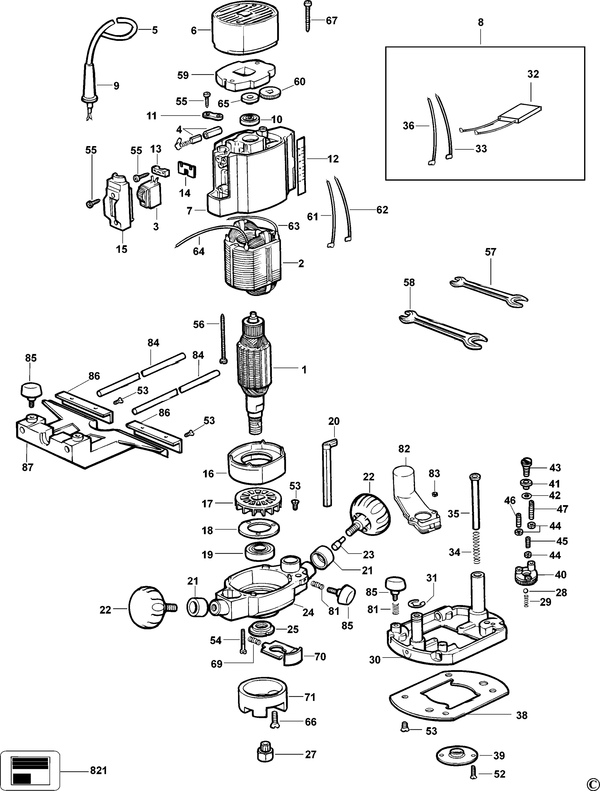 Huche De Fusetage DeWalt – 17mm Pour Défonceuse DW615, Réf DE6989-XJ